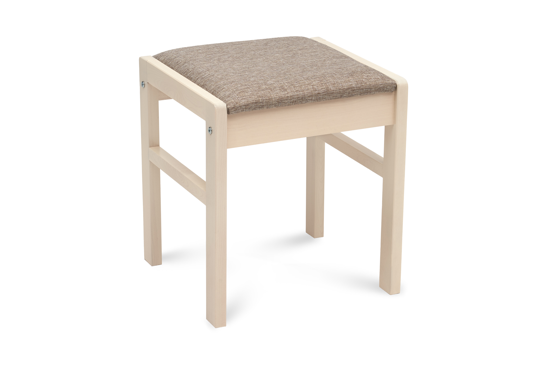 Табурет Модерн с мягкой крышкой выбеленная береза / темно-бежевый