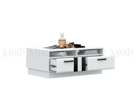 Журнальный Стол Манифик МДФ (Ш-1000 x В-400 x Г-650 мм)Белый/Белый Глянец