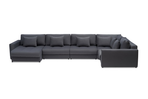 Диван п-образный тик-так Монарх темно-серый