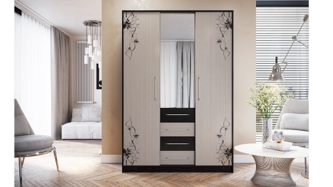 Шкаф-Купе Мадлен Венге Цаво/Дуб Белфорт с Рисунком (Ш-1506 х В-2203 х Г-560 мм)